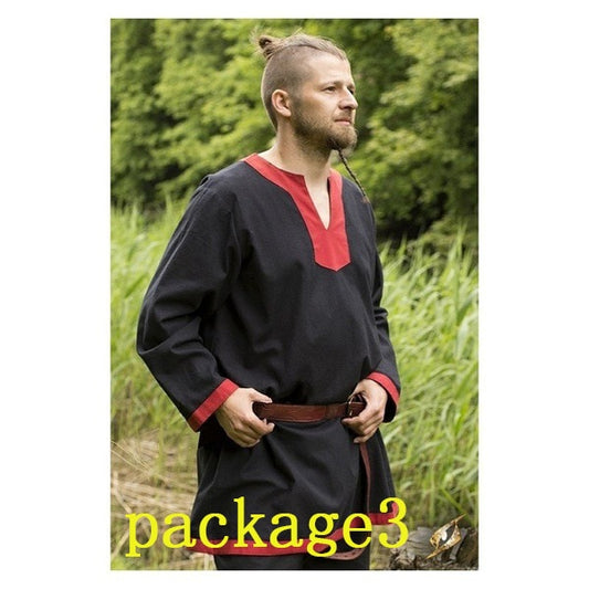 Halloween Medieval Renaissance Cosplay Costume Men Vikings Pirate Tops  Retro T-shirts Tunic Ancient Slavic Knight Warrior Outfit