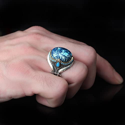 Yellow Chimes Blue Rich Royal Austrian Crystal Sterling Silver Plated  Adjustable Ring for Women