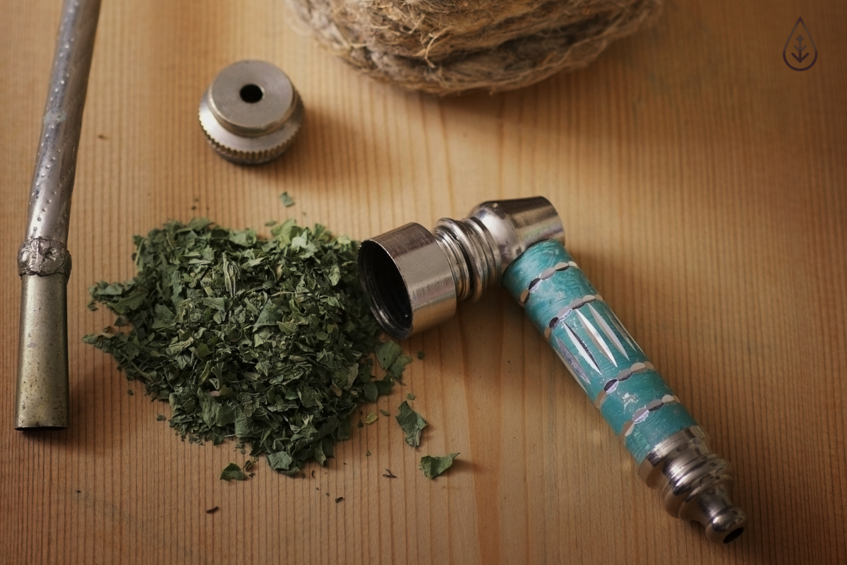 Packing pipe with herbs