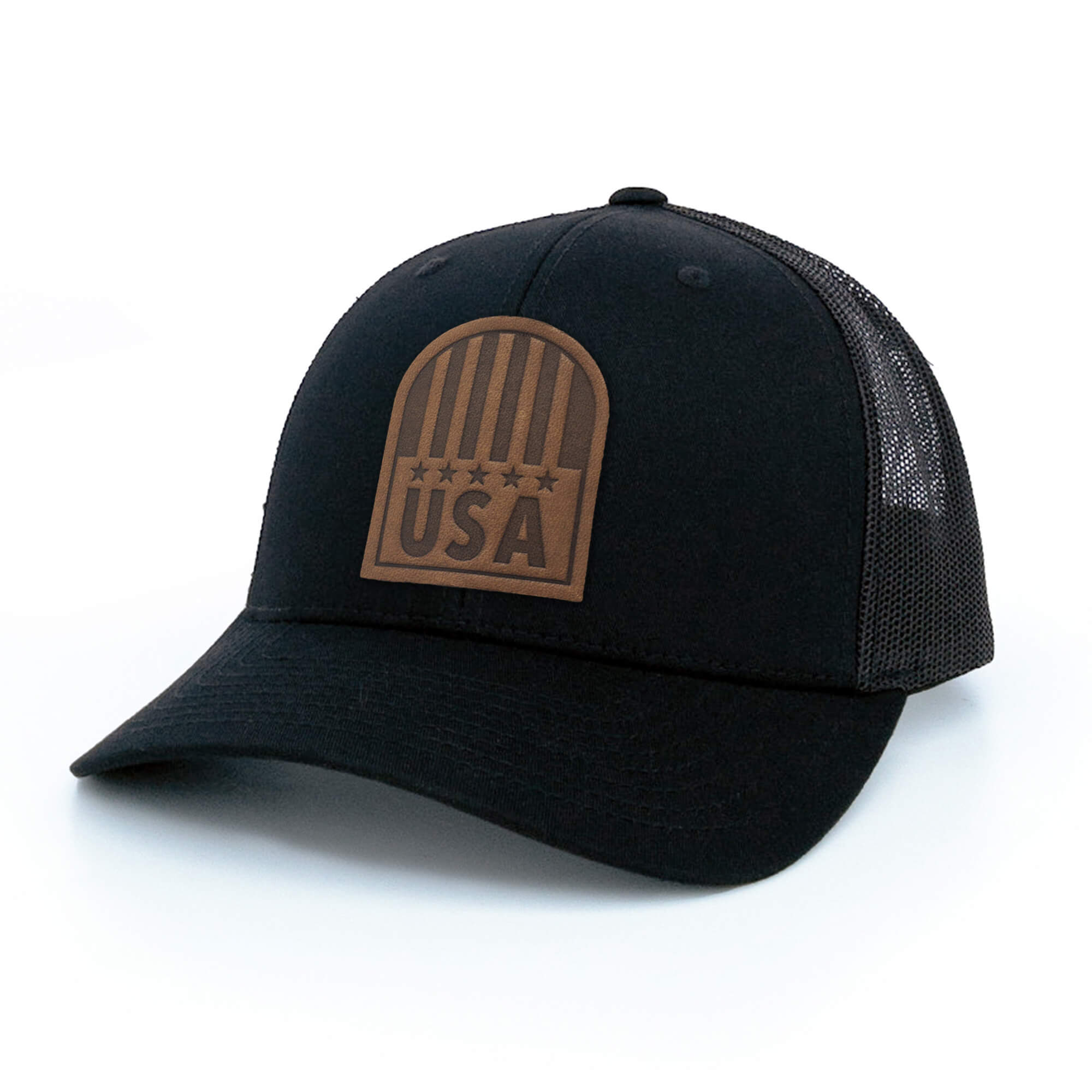 USA Flag Leather Patch Hat, Moss