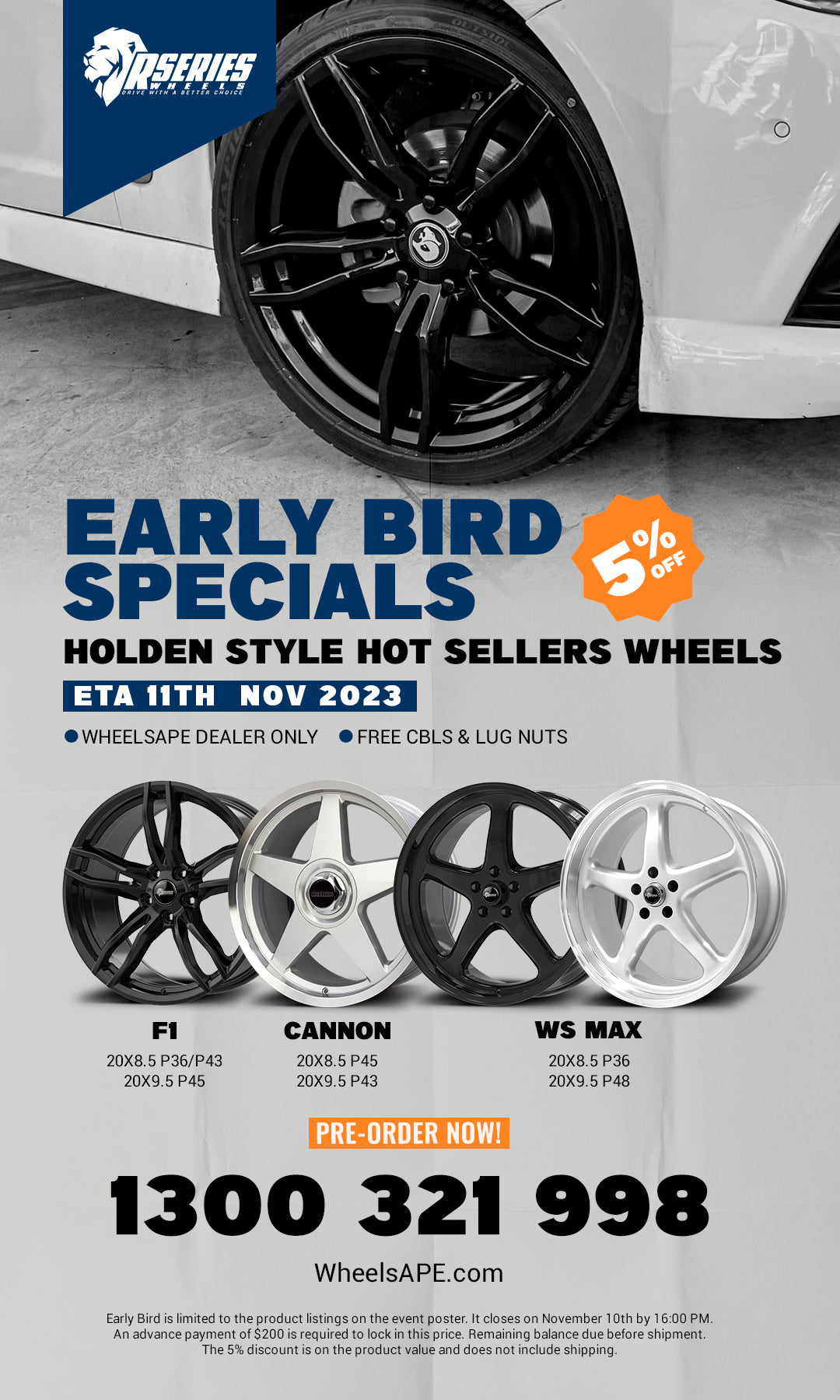 Rseries Holden Wheels Early Bird Poster