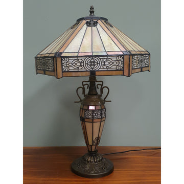 Tiffany Style Table Lamp with Hexagonal Shade