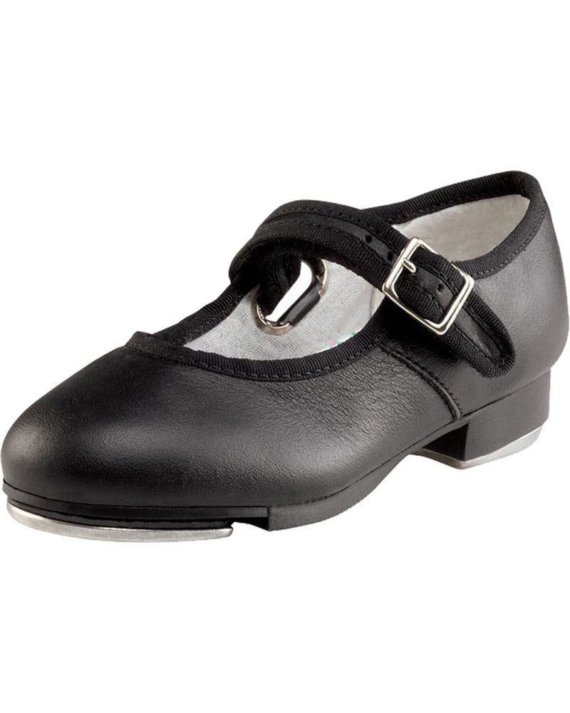 Capezio Tap Dance Shoes Girls Size 4W 4 W Black Patent Tie Up New