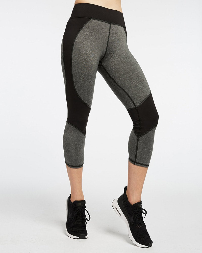 Michi Impulse Crop Legging - Womens - Grey/Black - Activewear - Bottoms - Dancewear Centre Canada