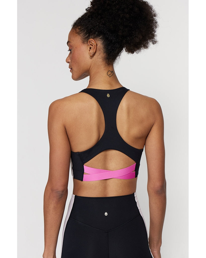 Spiritual Gangster Studio Sports Bra with Stripe - Womens - Black