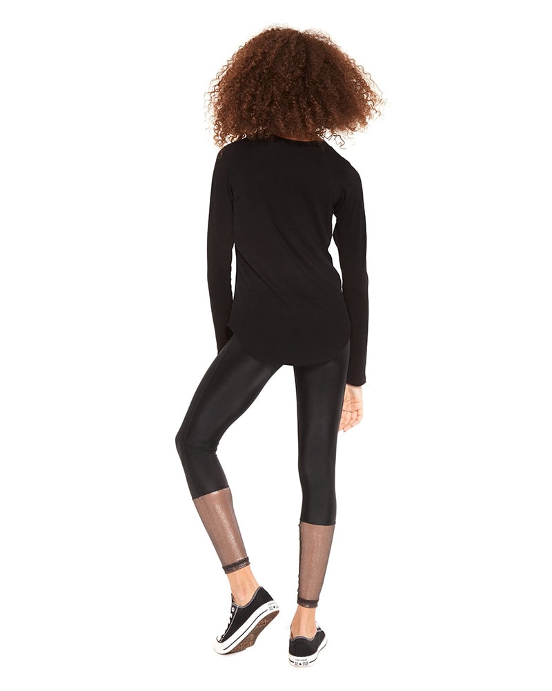 Terez Star Cut Vegan Leather Legging - 1125 Girls - Black - Dancewear Centre