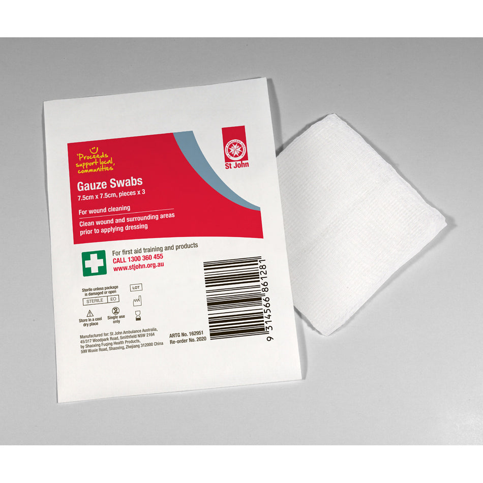 Gauze Pads, 7.5 x 7.5cm, 100/Box