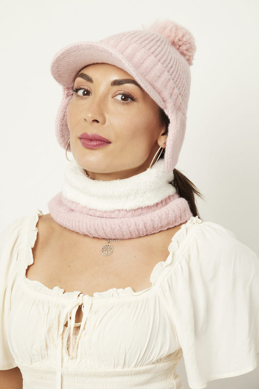 Beanie and Neck Warmer – Mulberry Pink – Tourance