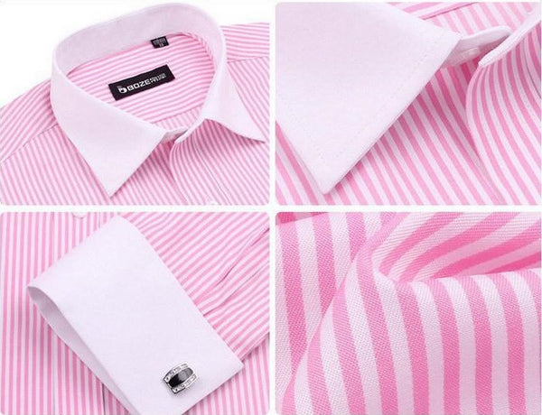 New 2015 Long Sleeve 100% Cotton Men Dress Shirts Shirt+Free Cuff link ...