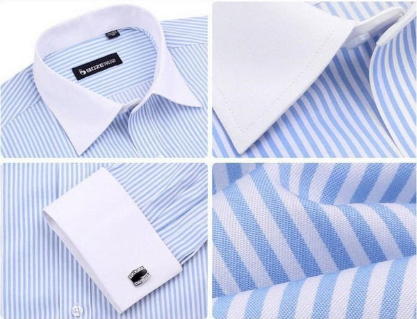 New 2015 Long Sleeve 100% Cotton Men Dress Shirts Shirt+Free Cuff link ...