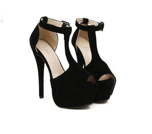 "Trendy Series" Black T Strappy High Heel Gladiator Shoes