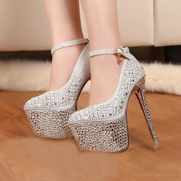 silver diamond pumps