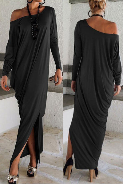 Black Elegant stunning long sleeve Jersey Maxi Dress – HisandHerFashion.com