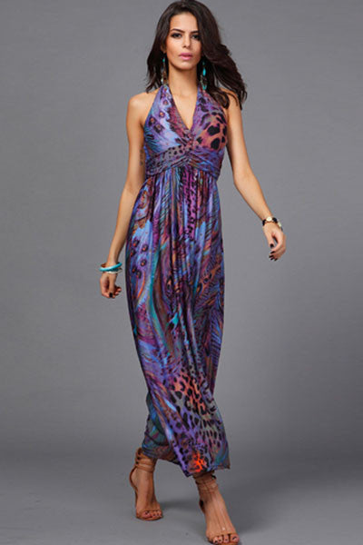 purple print dress