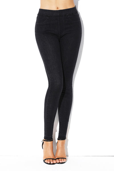 black elastic jeans