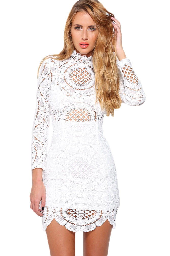 white crochet mini dress