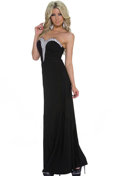 Elegant Design Sweetheart Black Maxi Evening Dress – HisandHerFashion.com