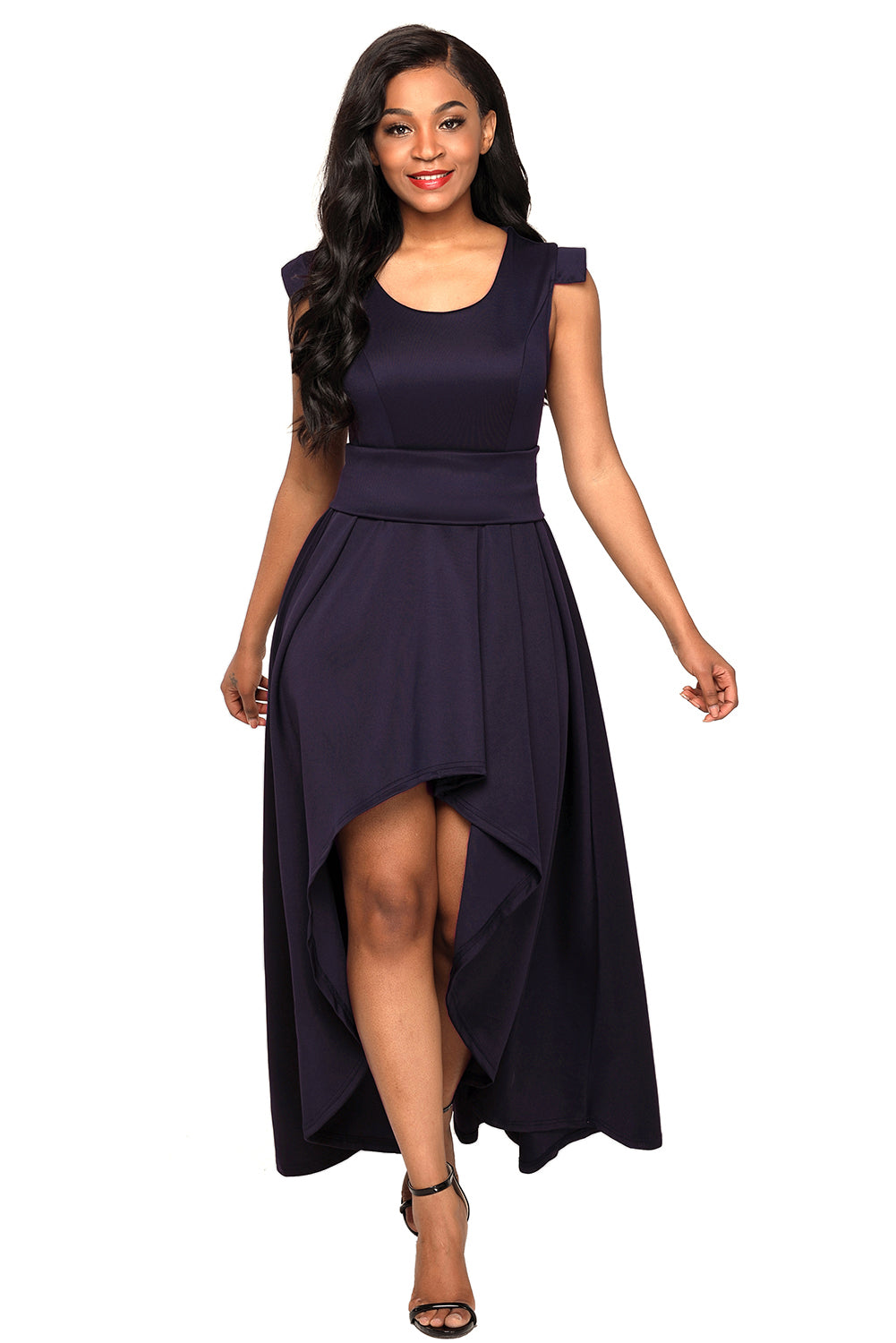 Glamorous Navy Sophisticated Party Queen High Low Her Fashion Dress ...