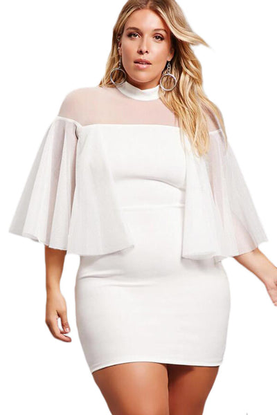 Her BIG'n'TRENDY White Plus Size Elegant Semi-Sheer Dress ...