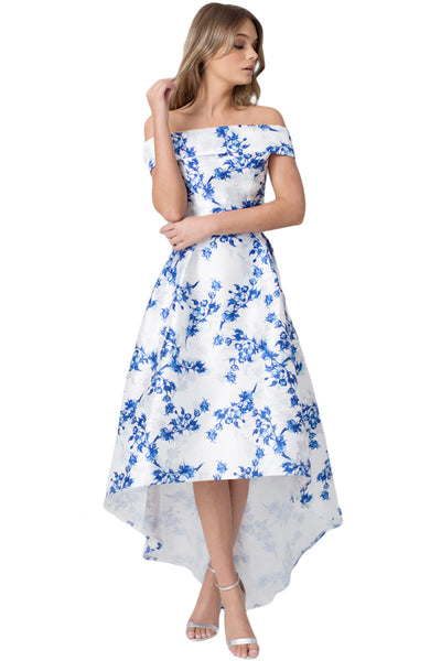 light blue floral prom dress