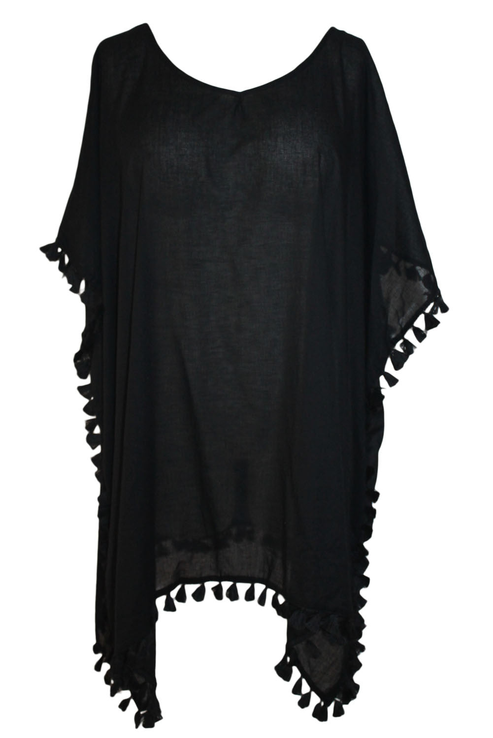 black tassel beach cover up