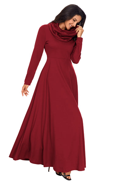 long sleeve long red dress
