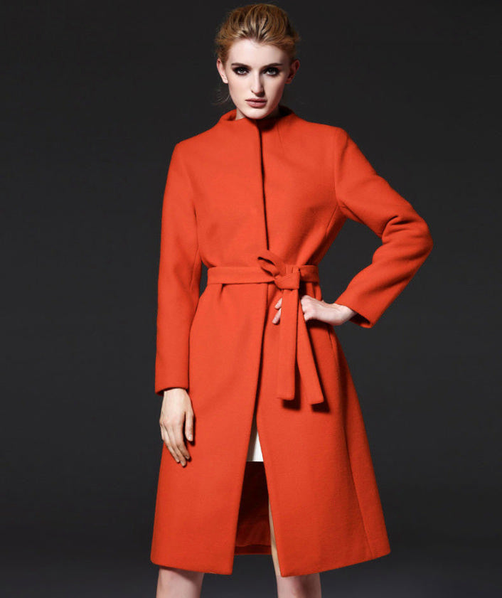 Her Haute Couture Orange Long Wool Coat – HisandHerFashion.com