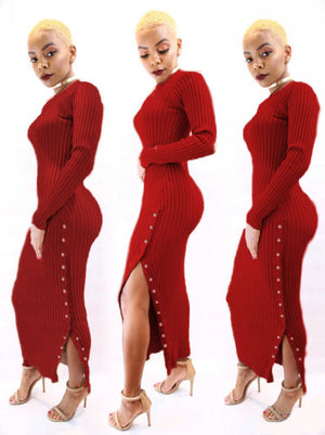 red long sweater dress