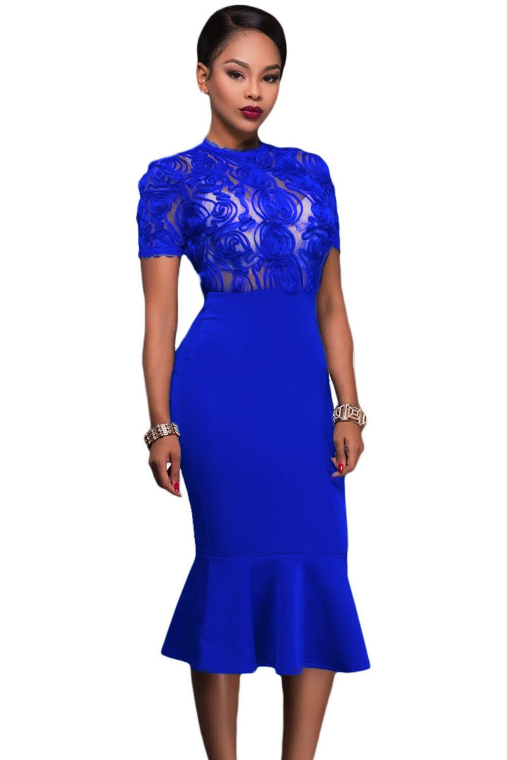 royal blue sheer dress