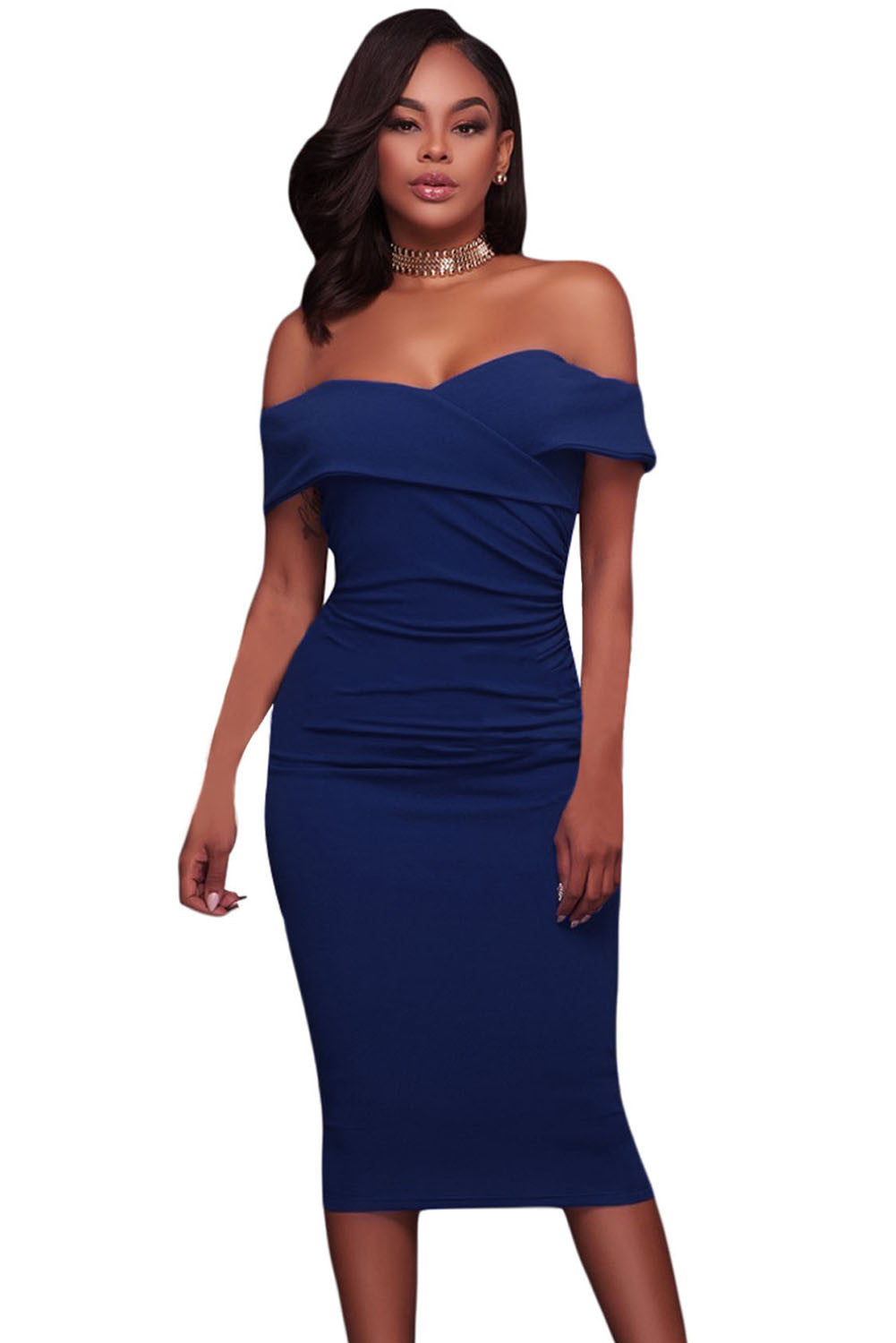 royal blue dress midi