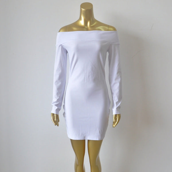 white bodycon dress long sleeve zip