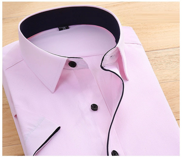 mens pink short sleeve dress shirt