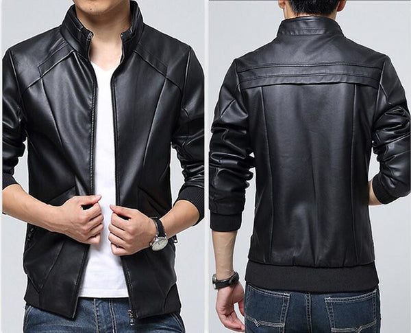 His Motorcycle Jackets Stand Collar Long Sleeve Chic Coat ...