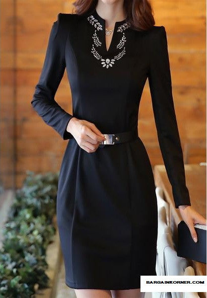 long sleeve business dresses