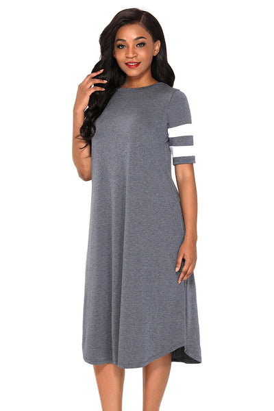 Her Fashion O Neck Grey Jersey Dress 