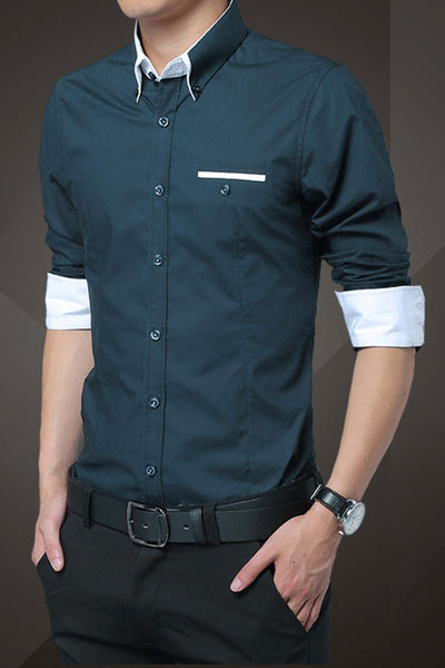 navy and white mens shirt