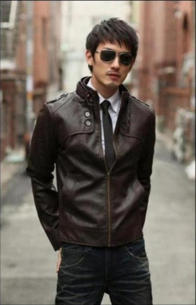 New Modern Spliced Design PU Leather Motorcycle Jacket ...