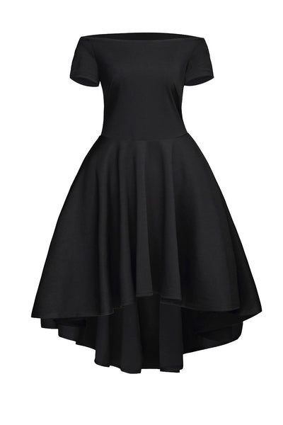 Off The Shoulder Gorgeous Black Elegant Slim Fitting Skater Dress