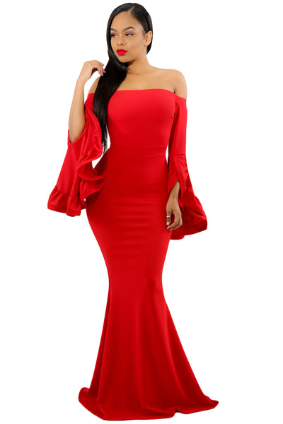 maxi dress with flared sleeves