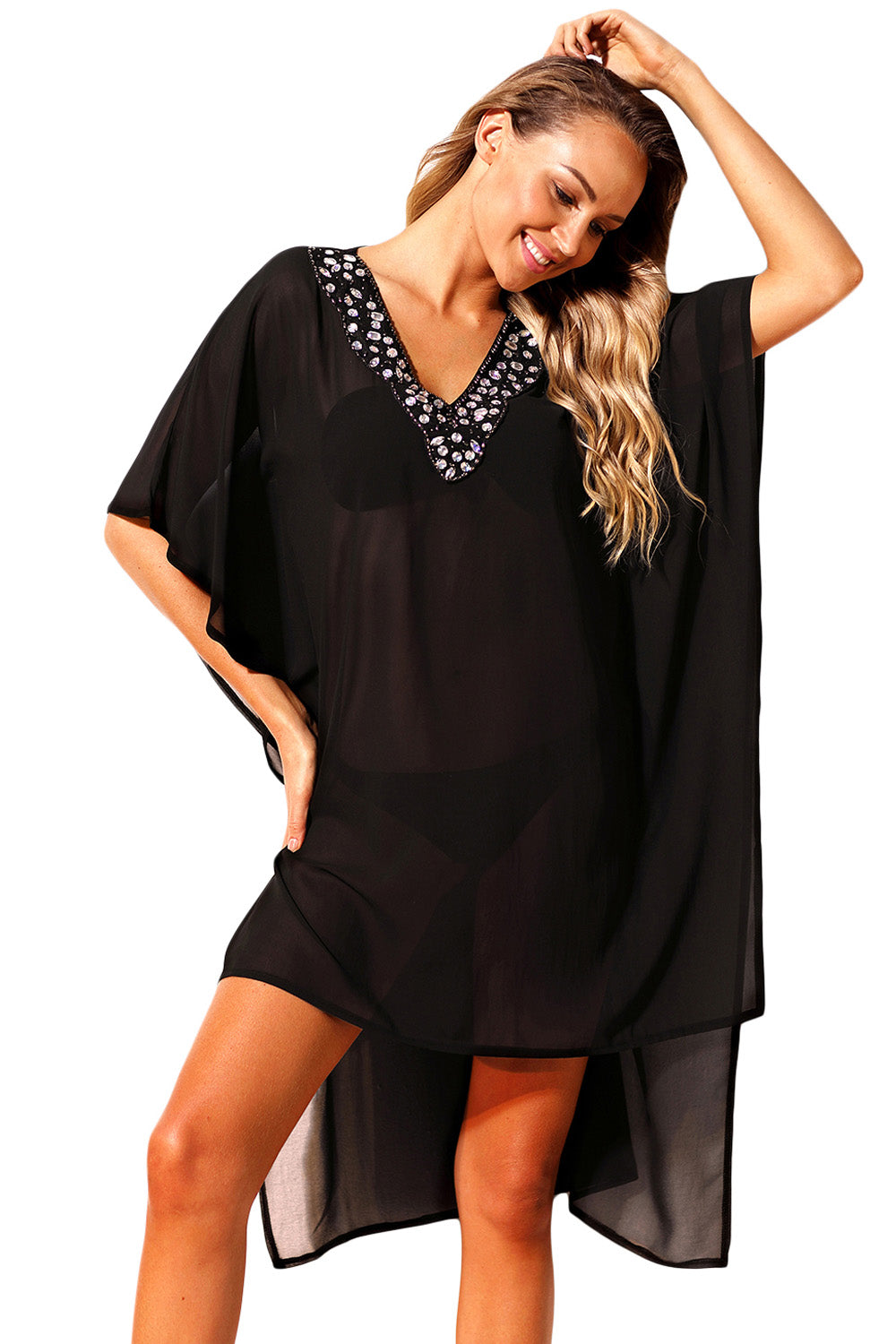 black sheer cover up dress