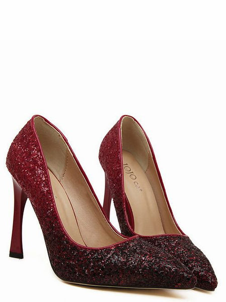 Women Red,Gold,Silver Sequin Pointed High Heel Shoes – HisandHerFashion.com