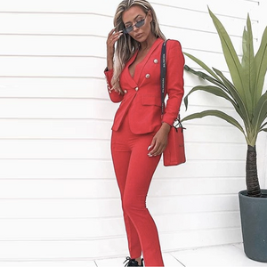 womens red suit set