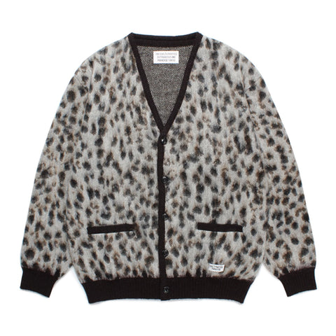 WACKO MARIA | LEOPARD MOHAIR KNIT JACQUARD CARDIGAN 23FW-WMK-KN13-White