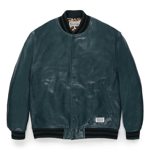 WACKO MARIA | LEATHER VARSITY JACKET 23FW-WMO-BL03 Blue