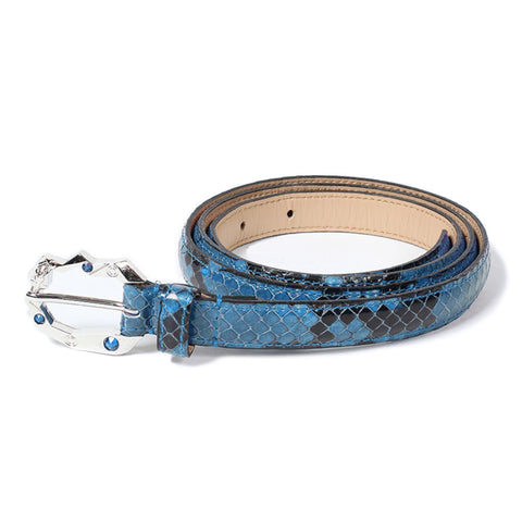 WACKO MARIA | WOLF'S HEAD / PYTHON LEATHER BELT WOLFSHEAD-WM-BL01 Blue