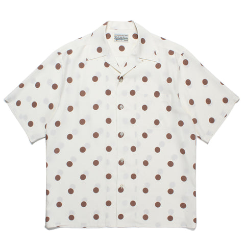 Image of WACKO MARIA | DOTS OPEN COLLAR SHIRT TYPE-4 23SS-WMS-HI04 white