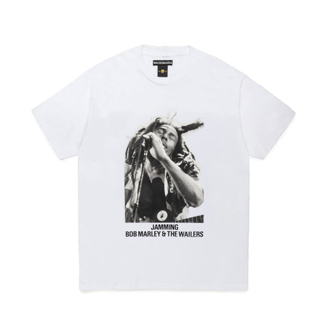 White body with large graphic of Bob Marley singing printed on the chest