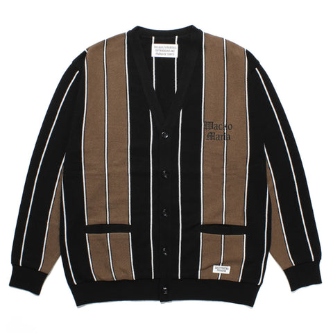 Image of WACKO MARIA | STRIPED KNIT JACQUARD CARDIGAN 23SS-WMK-KN12 Brown