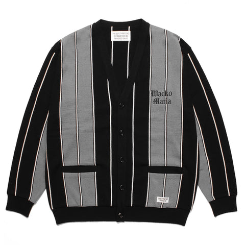 Image of WACKO MARIA | STRIPED KNIT JACQUARD CARDIGAN 23SS-WMK-KN12 Gray