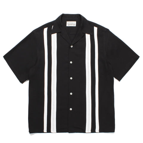 Image of WACKO MARIA | TWO TONE 50'S OPEN COLLAR SHIRT TYPE-2 | 23SS-WMS-OC18 Black